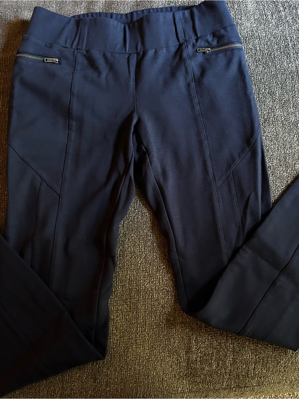 Navy Blue Crop Pants with Zipper Pockets